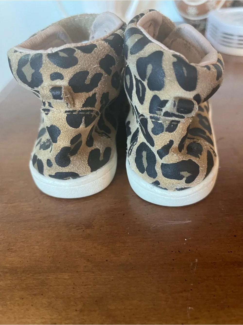 Monkey Feet Toddler Leopard High-Top Sneakers in Tan and Black